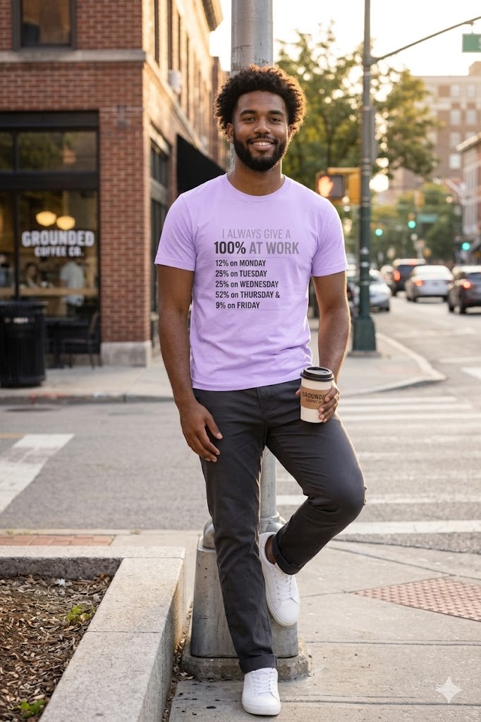 I Work 100%  Casual T-Shirt – Comfort Fit