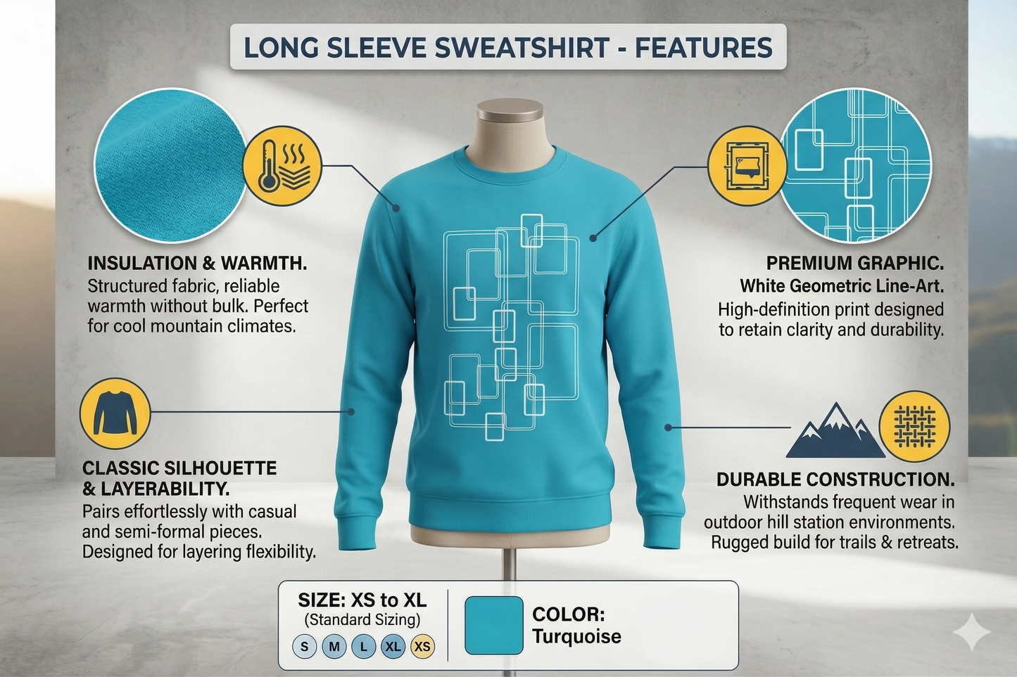 Turquoise Long Sleeve Sweatshirt