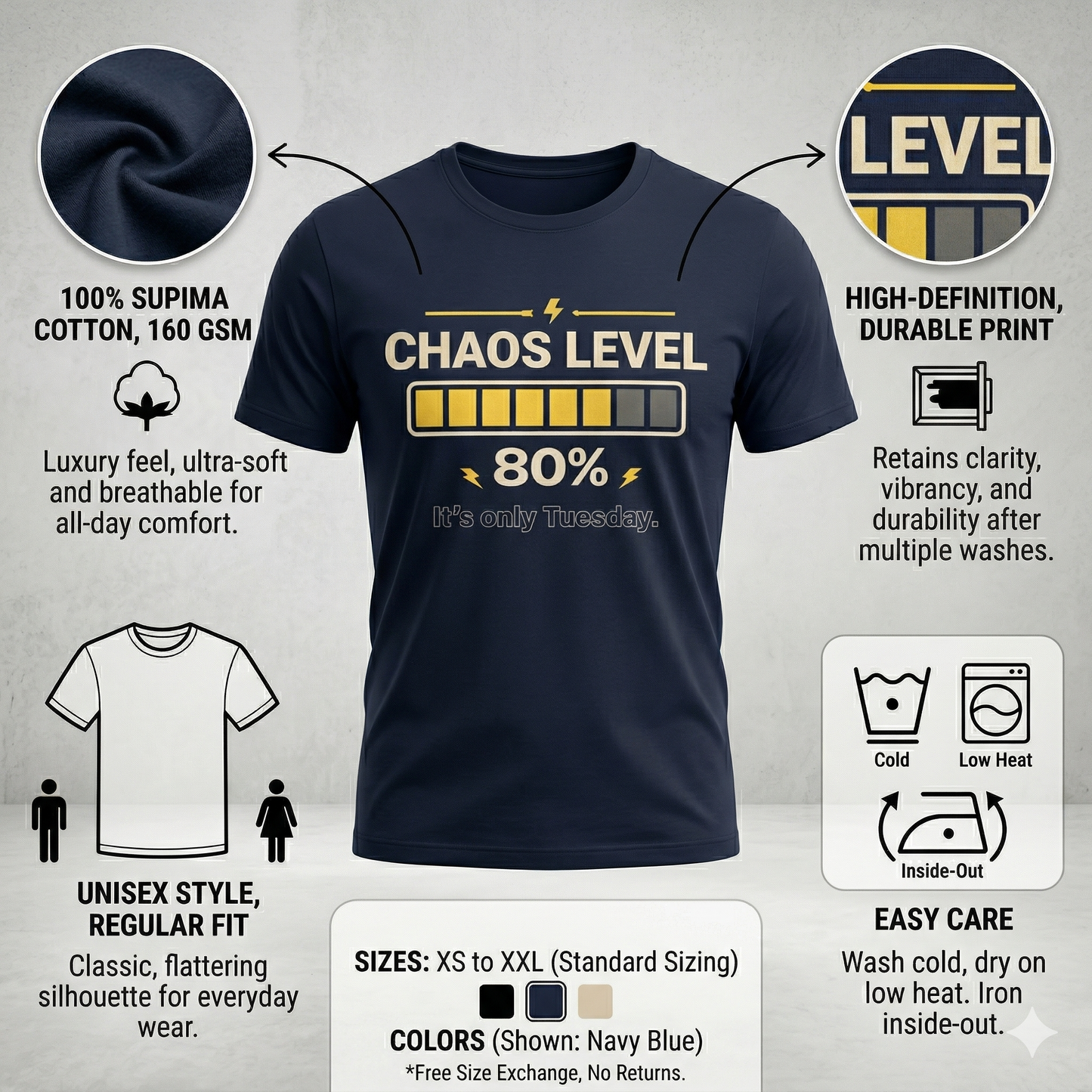 Chaos Level 80% Graphic T-Shirt