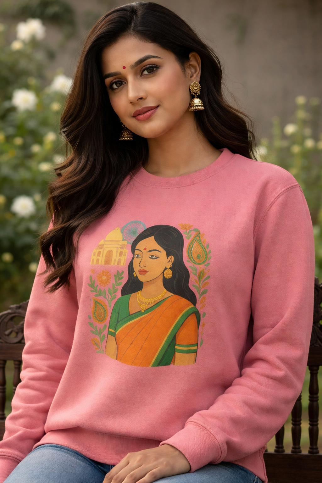 Desi Girl Elegant Ethnic Art Sweatshirt