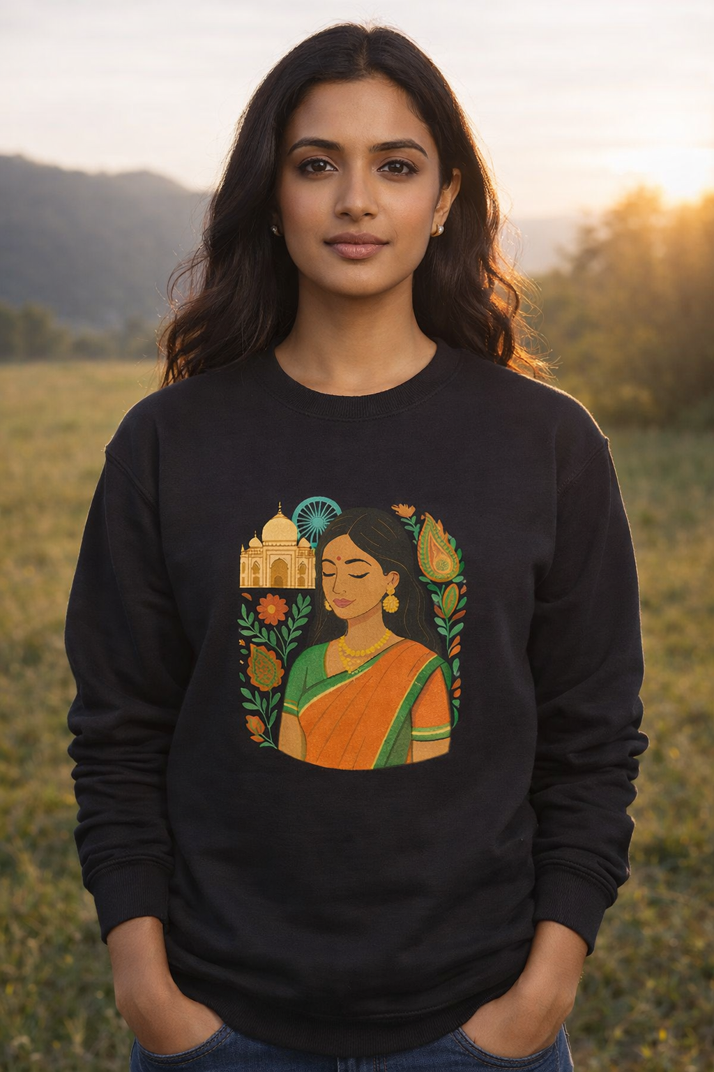 Desi Girl Elegant Ethnic Art Sweatshirt