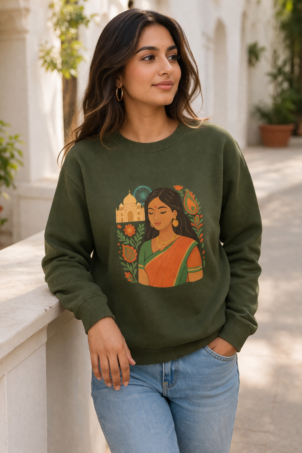 Desi Girl Elegant Ethnic Art Sweatshirt