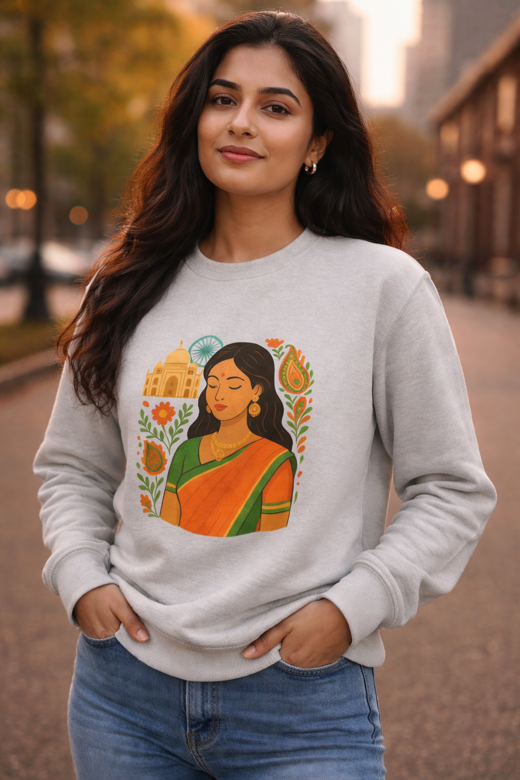 Desi Girl Elegant Ethnic Art Sweatshirt
