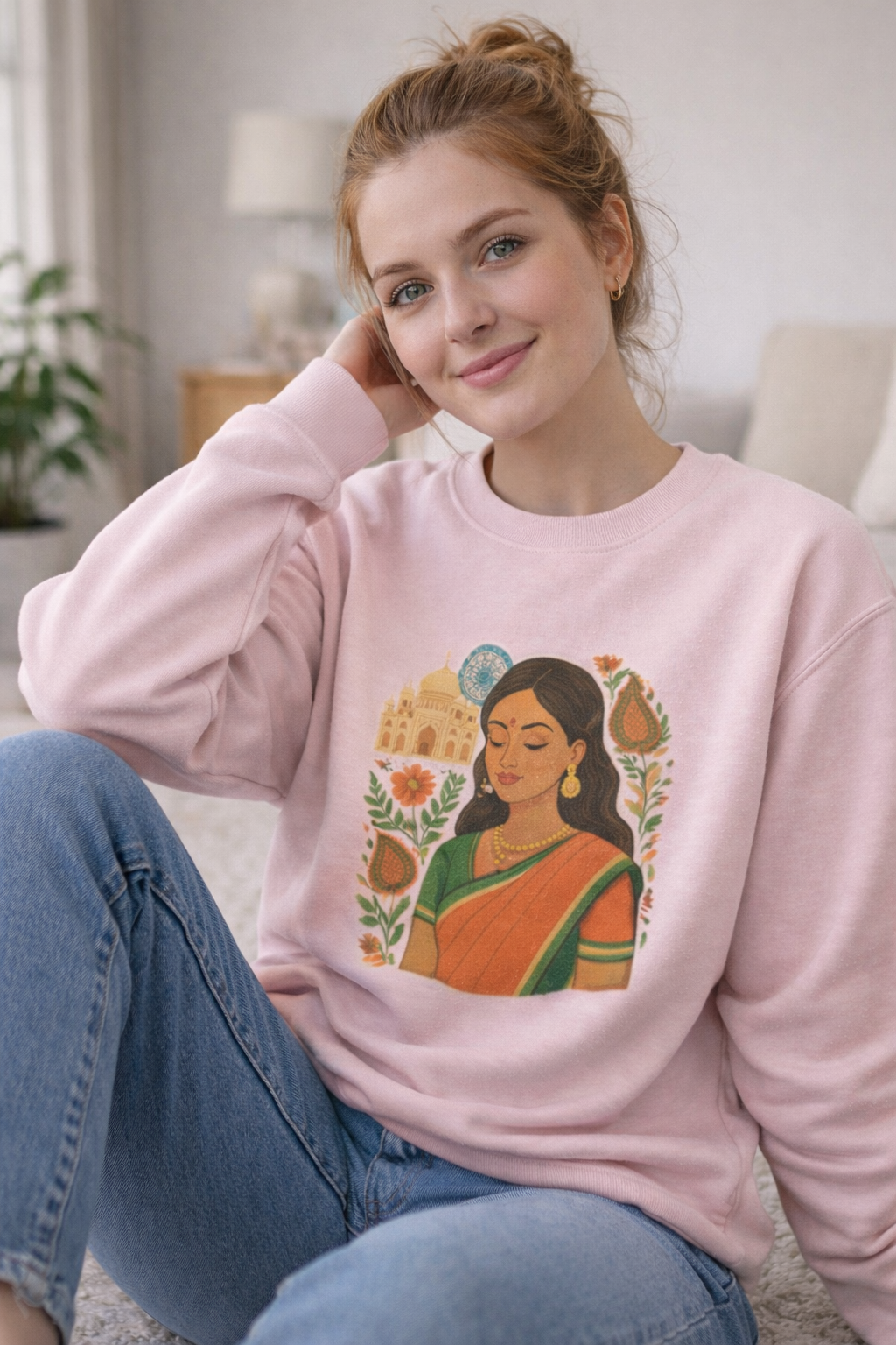 Desi Girl Elegant Ethnic Art Sweatshirt