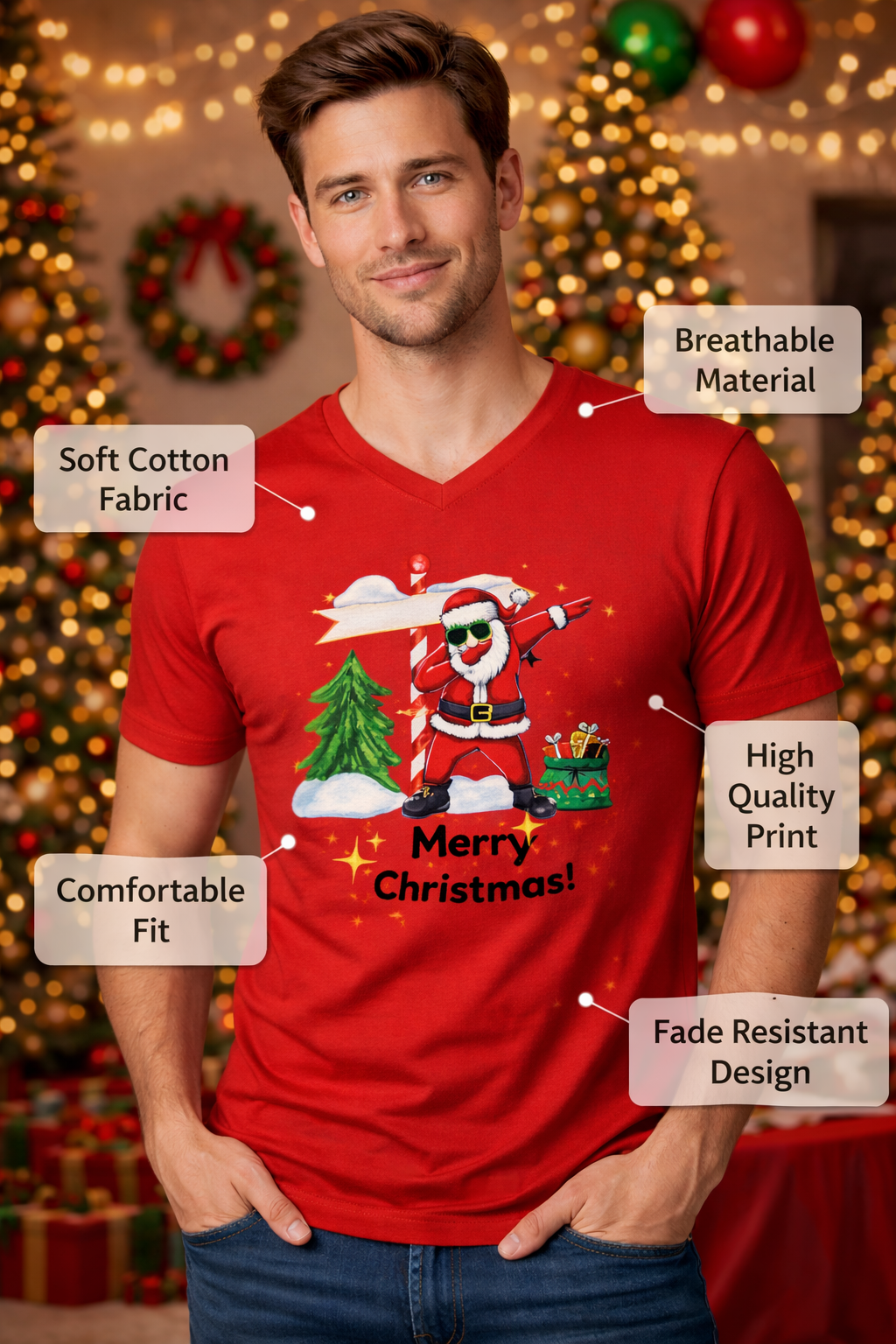 Premium Christmas Printed T-Shirt – Festive Edition