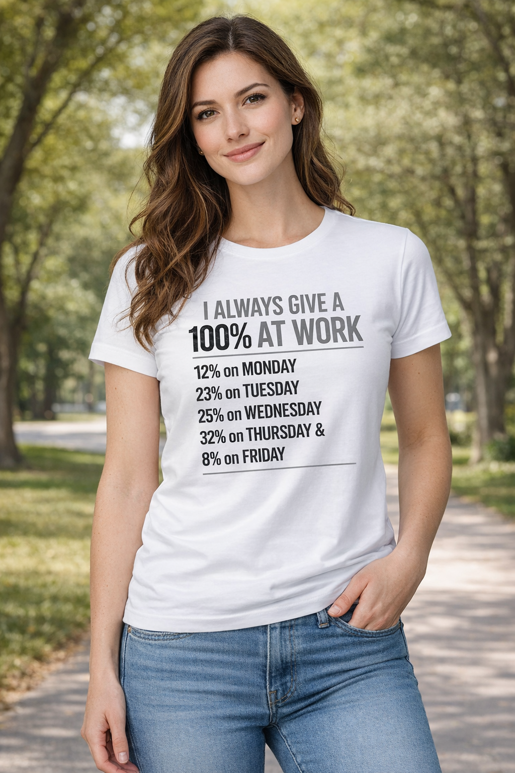 I Work 100%  Casual T-Shirt – Comfort Fit