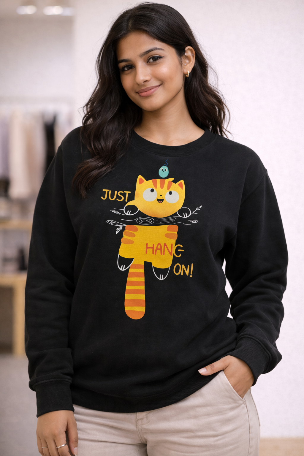 The 'Just Hang On' Kitty Sweatshirt