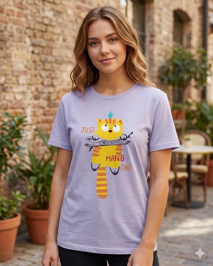 The 'Just Hang On' Kitty Tee