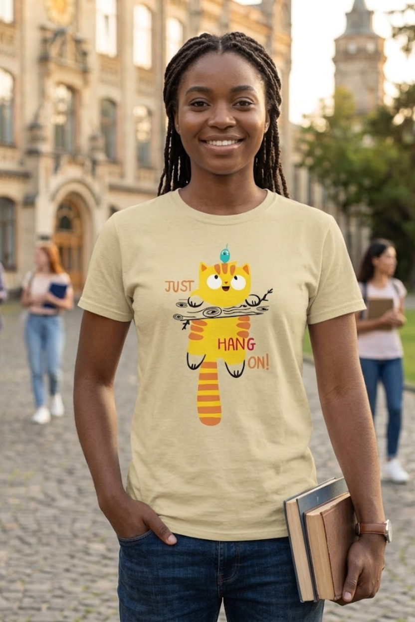 The 'Just Hang On' Kitty Tee