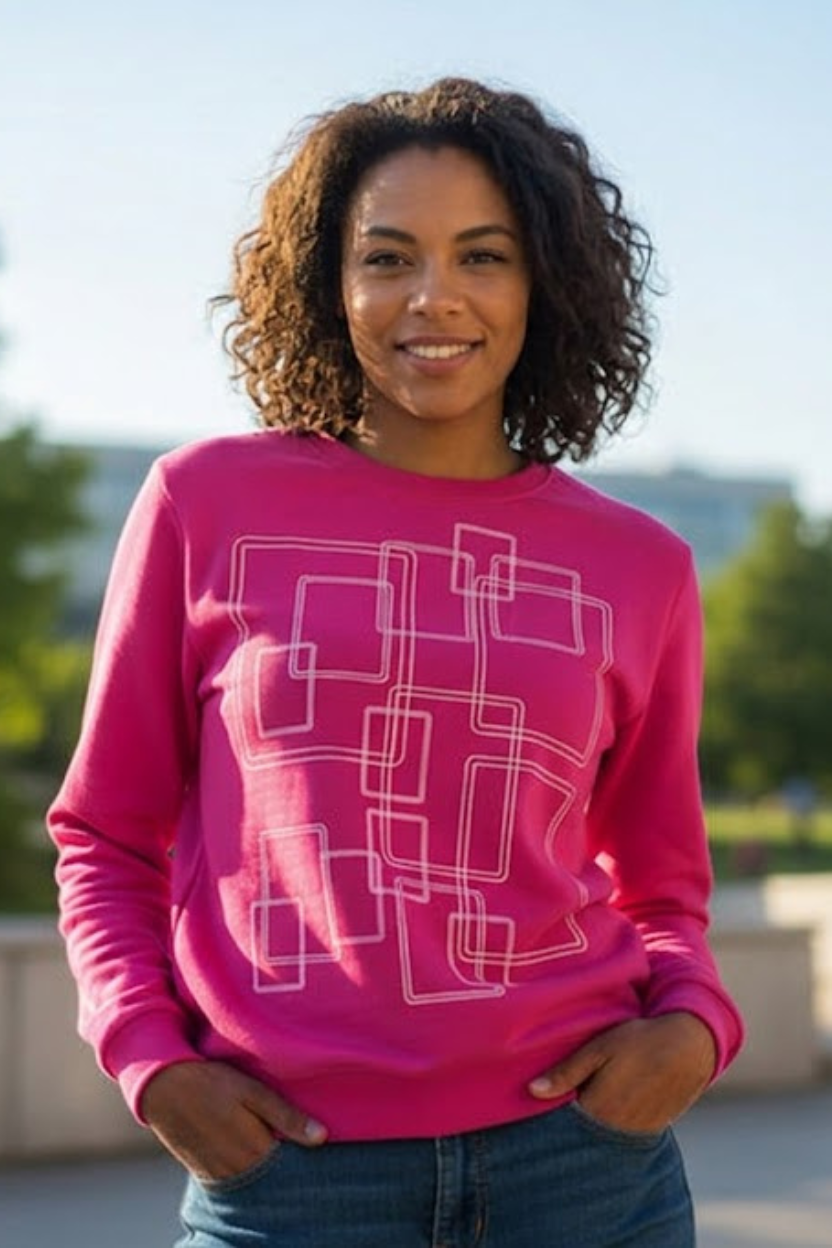 Women’s Printed Pink Sweatshirt – Casual Comfort Fit