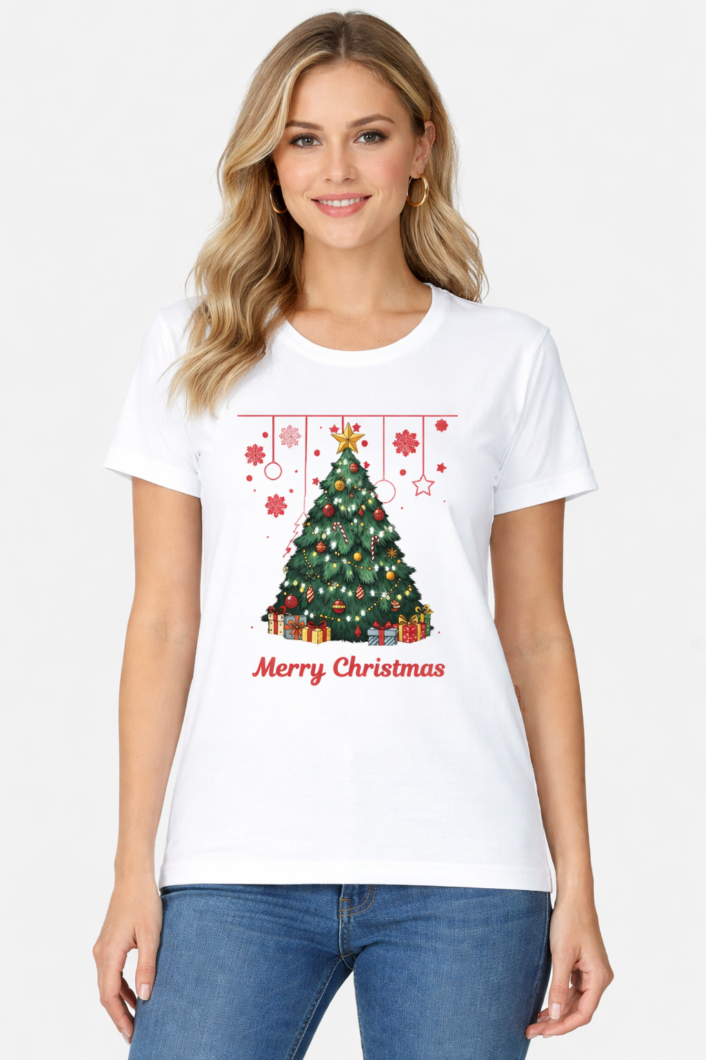 Merry Christmas Tree Printed T-Shirt 🎄